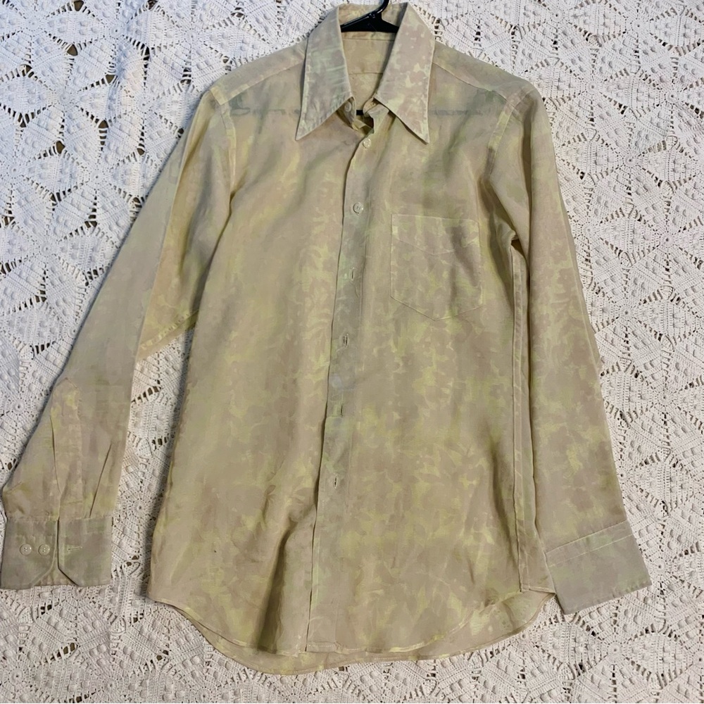 Men's Subtle Floral yellow and beige Long Sleeve Shirt
